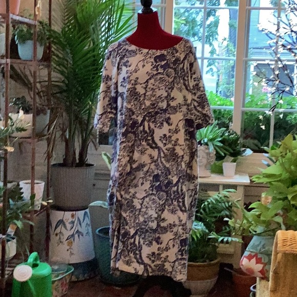 Very fashionable xl zanzea blue and white toile dress  great style all cotton. - Picture 1 of 10